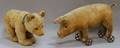 Early Steiff Blond Mohair Pig on Wheels and Bear Standing on all Fours