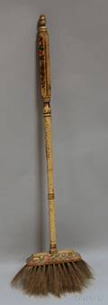 Paintdecorated Turned Wood Hearth Broom