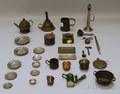 Thirtyone Miniature Tin Pewter and Other Metal Household Items