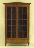 Biedermeier birch veneer architectonic bookcase ca 1825