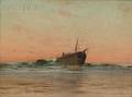 Attributed to Charles Henry Gifford American 18391904 View of a Hulk at Sundown