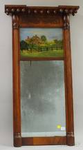 Federal Mahogany and Mahogany Veneer Tabernacle Mirror with Eglomise Glass Tablet