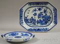 Chinese Export Porcelain Blue and White Warming Plate and a Platter
