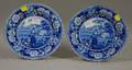 Pair of Davenport Blue Transferdecorated Staffordshire Plates