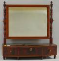 Federal Inlaid Mahogany and Mahogany Veneer Bowfront Dressing Mirror on Cabinet