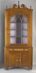 Pennsylvania Federal cherry 2piece corner cupboard ca 1800