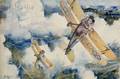 John Lavalle American 18961971 Two Biplane Dogfight Scenes
