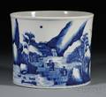 Blue and White Brush Pot with Stand