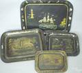 Four tole decorated trays