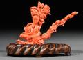 Coral Carving with Wood Stand