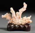 Coral Carving with Wood Stand