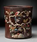 Inlaid Wood Brush Pot