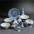 Group of Blue and White Porcelain Items