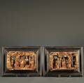 Pair of Framed Giltwood Reliefcarved Panels