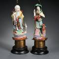 Two Famille Rose Figural Lamps