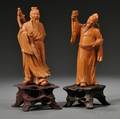 Two Carved Wood Figures of Men