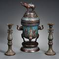 Three Champleve Bronze Items