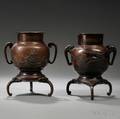 Two Tripod Bronze Vases