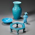Four Turquoiseglazed Ceramic Items
