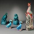Five Pottery Statues of Animals