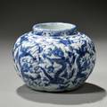 Blue and White Lobed Jar