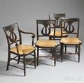 Set of Four Classical Paintdecorated Lyreback Chairs