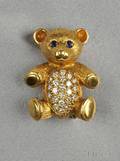 18kt Gold Diamond and Sapphire Teddy Bear Brooch