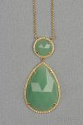14kt Gold Aventurine and Diamond Pendant