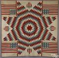 Red white and blue pieced Civil War quilt ca 1860s