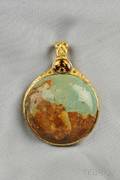 18kt Gold Chinese Turquoise and Brown Zircon Pendant Katy Briscoe