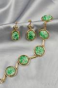 14kt Gold and Carved Jade Bracelet and Earpendants