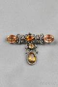 Antique Topaz and Citrine Brooch