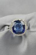 Platinum Sapphire and Diamond Ring