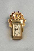 Retro 14kt Gold and Ruby Watch Brooch Tiffany  Co