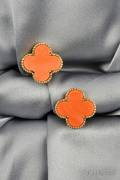 18kt Gold and Coral Alhambra Earclips Van Cleef  Arpels