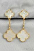 18kt Gold and Motherofpearl Alhambra Earpendants Van Cleef  Arpels