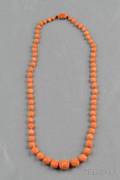 Carved Coral Bead Necklace