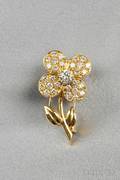 18kt Gold and Diamond Flower Clip Brooch Van Cleef  Arpels