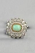 Platinum Opal and Diamond Brooch