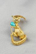 18kt Gold Gemset Figural Brooch