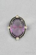Art Deco Amethyst Cameo Cuvee Brooch