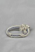 Art Deco Platinum Sapphire and Diamond Brooch