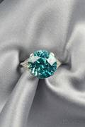 Platinum and Blue Zircon Ring