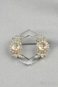Platinum Rock Crystal and Diamond Brooch