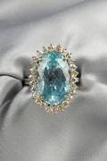 Aquamarine and Diamond Ring