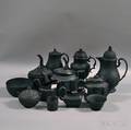 Twelve Black Basalt Tableware Items