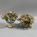 Two Decorative Giltmetal and Enamel Models of Flower Arrangements