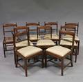 Set of Nine Mahogany and Mahogany Veneer Classicalstyle Side Chairs