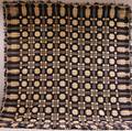 Navy and White Geometric Pattern Woven Coverlet
