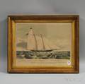 Framed Dean  Son Handcolored Lithographic Print The America Schooner 170 Winner of Royal Yacht Squadron Cup Aug 1851